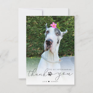 Tarjeta De Agradecimiento Foto personalizada de Mascota veterinario de cuida