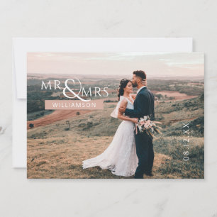 Tarjeta De Agradecimiento Foto personalizada de Rosa de Mr. y Sra. Monogram