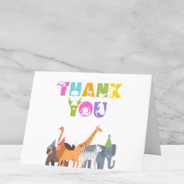 Tarjeta De Agradecimiento Foto personalizada del cumpleaños de un animal fie (Party Animal Birthday Thank You Note)