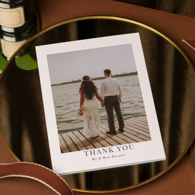 Tarjeta De Agradecimiento Foto personalizada Gracias a simple y moderna (Personalized Photo Thank You Simple and Modern wedding cards by Ricaso. Add 2 photographs & text
)