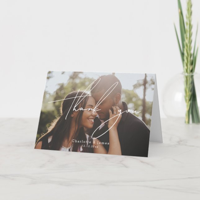 Tarjeta De Agradecimiento Foto personalizada, moderna y elegante gracias (Anverso)