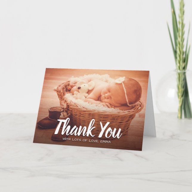Tarjeta De Agradecimiento Foto Personalizado Baby Thank You (Anverso)