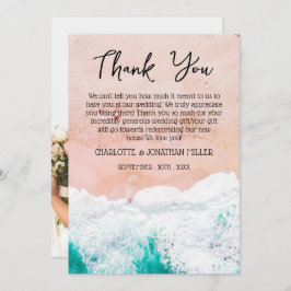 Tarjeta De Agradecimiento Foto personalizado Boda en Playa Tropical Costera