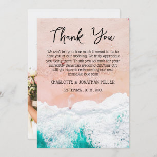 Tarjeta De Agradecimiento Foto personalizado Boda en Playa Tropical Costera