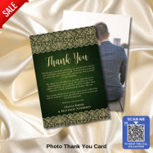 Foto personalizado Gracias Rústico Green Gold Lace