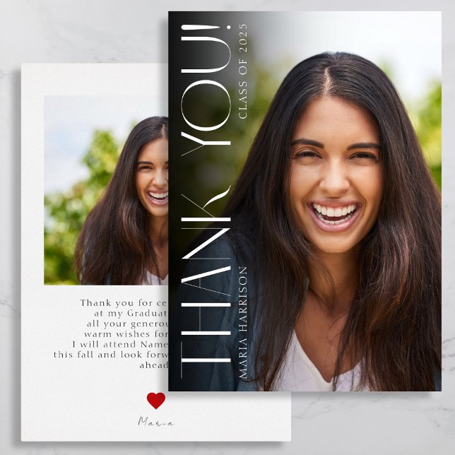 Tarjeta De Agradecimiento Foto personalizado Graduación moderna (Subido por el creador)