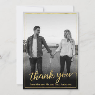 Tarjeta De Agradecimiento Foto personalizado Marco dorado Gracias
