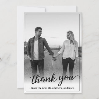 Tarjeta De Agradecimiento Foto personalizado Marco negro Gracias