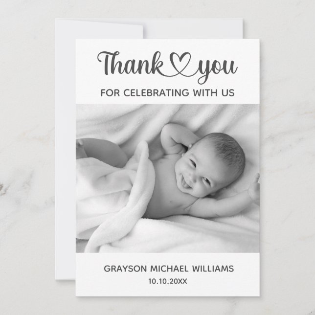 Tarjeta De Agradecimiento Foto Personalizado personalizada bebé recién nacid (Anverso)