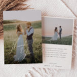 Tarjeta De Agradecimiento Foto plana con guión Minimalista caprichoso<br><div class="desc">Este caprichoso guión minimalista tarjeta de agradecimiento es perfecto para su simple boda de boho moderno minimalista en blanco y negro. El diseño presenta una caligrafía escrita a mano, elegante, delicada y romántica, con una tipografía chic y formal. El aspecto irá bien con cualquier estación boda: primavera, verano, otoño o...</div>