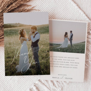 Tarjeta De Agradecimiento Foto plana con guión Minimalista caprichoso