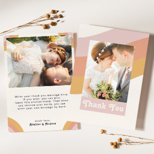 Tarjeta De Agradecimiento Foto plana de arcoíris retro moderno de los 70's