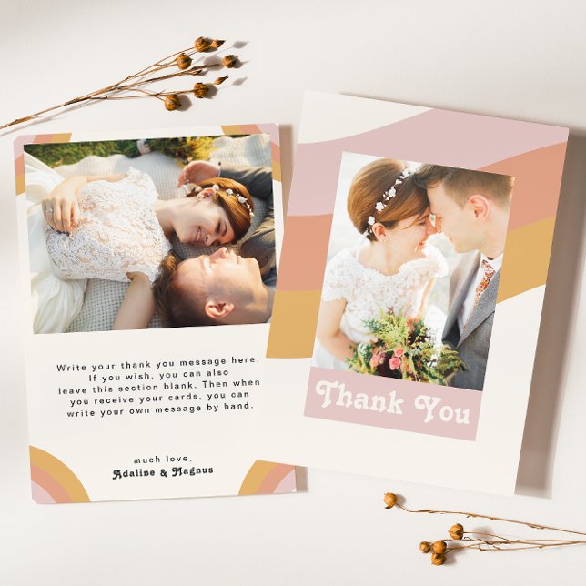 Tarjeta De Agradecimiento Foto plana de arcoíris retro moderno de los 70's (Subido por el creador)