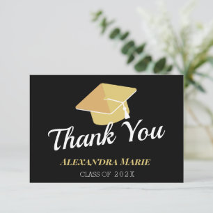 Tarjeta De Agradecimiento Foto Porrista Negro Oro Blanco graduación T