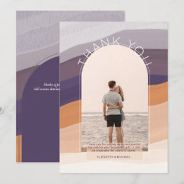 Tarjeta De Agradecimiento FOTO rayada de Naranja púrpura contemporáneo GRACI