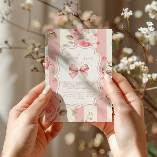 Tarjeta De Agradecimiento Foto recortada ducha de novias de vaca rosa (Subido por el creador)