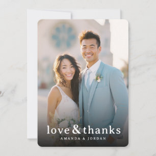 Tarjeta De Agradecimiento Foto Romántica Azul Alegre