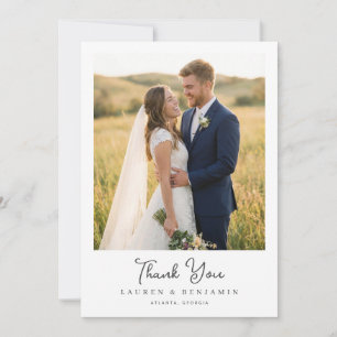 Tarjeta De Agradecimiento Foto Romántica Azul Alegre