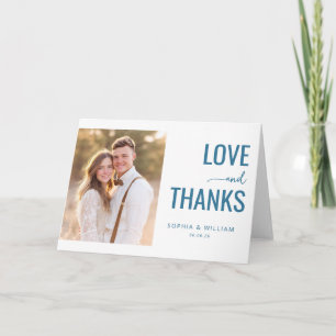 Tarjeta De Agradecimiento Foto Romántica Azul Conmovedora