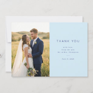 Tarjeta De Agradecimiento Foto Romántica Azul Elegante