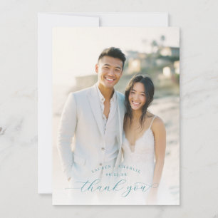 Tarjeta De Agradecimiento Foto Romántica Beige Alegre