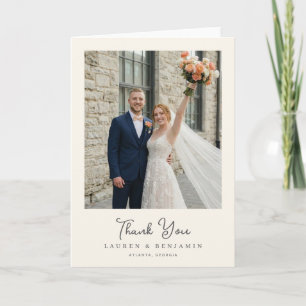 Tarjeta De Agradecimiento Foto Romántica Beige Alegre