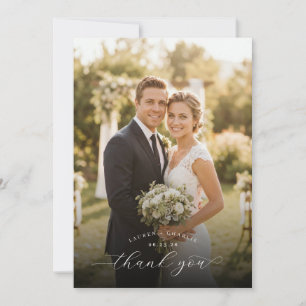 Tarjeta De Agradecimiento Foto Romántica Blanca Alegre