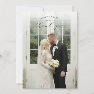 Tarjeta De Agradecimiento Foto Romántica Blanca Elegante