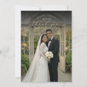 Tarjeta De Agradecimiento Foto Romántica Blanca Elegante