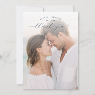 Tarjeta De Agradecimiento Foto Romántica con Pastel