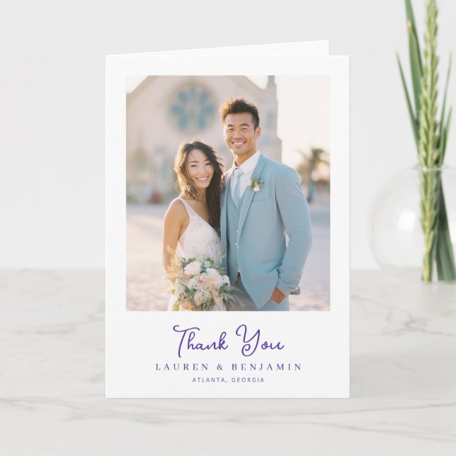 Tarjeta De Agradecimiento Foto Romántica con Pasteles Alegres (Anverso)