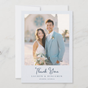 Tarjeta De Agradecimiento Foto Romántica de Azul Claro y Alegre