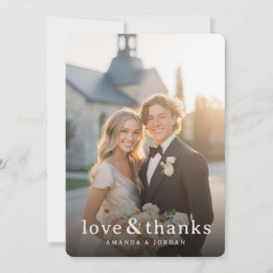 Tarjeta De Agradecimiento Foto Romántica de Crema Alegre