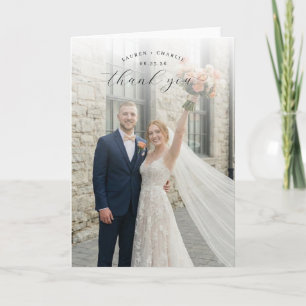 Tarjeta De Agradecimiento Foto Romántica de Crema Alegre