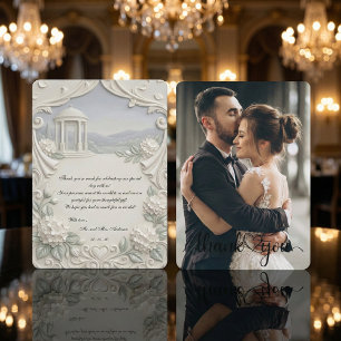 Tarjeta De Agradecimiento Foto Romántica de Hortensia de Crema Clásica Vinta