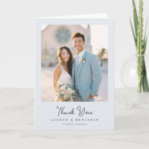 Tarjeta De Agradecimiento Foto Romántica de Luz Azul Alegre