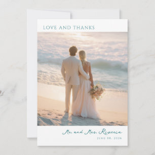 Tarjeta De Agradecimiento Foto Romántica de Playa con Pastel