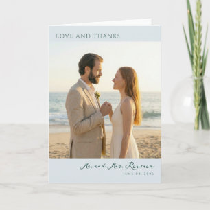 Tarjeta De Agradecimiento Foto Romántica de Playa en Pastel