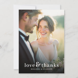 Tarjeta De Agradecimiento Foto Romántica Dorada