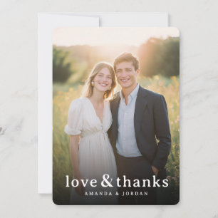 Tarjeta De Agradecimiento Foto Romántica Dorada al Aire Libre