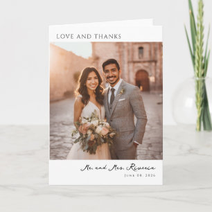 Tarjeta De Agradecimiento Foto Romántica Dorada Alegre