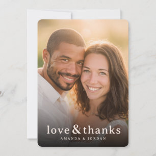 Tarjeta De Agradecimiento Foto Romántica Dorada Cálida