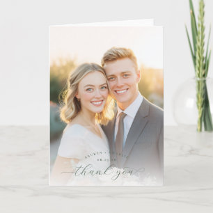 Tarjeta De Agradecimiento Foto Romántica Dorada Cálida