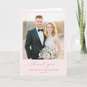 Tarjeta De Agradecimiento Foto Romántica Elegante Rosa