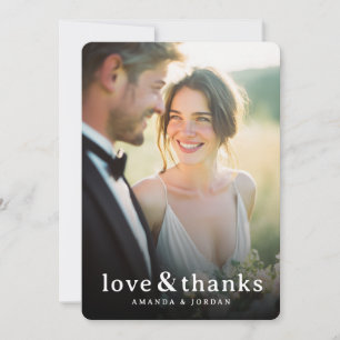 Tarjeta De Agradecimiento Foto Romántica en Beige Alegre