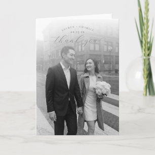 Tarjeta De Agradecimiento Foto Romántica en Blanco y Negro