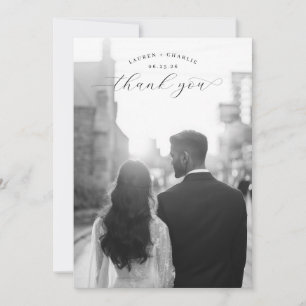Tarjeta De Agradecimiento Foto Romántica en Blanco y Negro