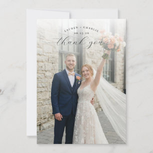 Tarjeta De Agradecimiento Foto Romántica Melocotón Marina