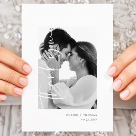 Tarjeta De Agradecimiento Foto romántica moderna | Boda simple de guiones