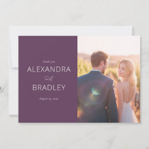 Tarjeta De Agradecimiento Foto Romántica Morada Alegre